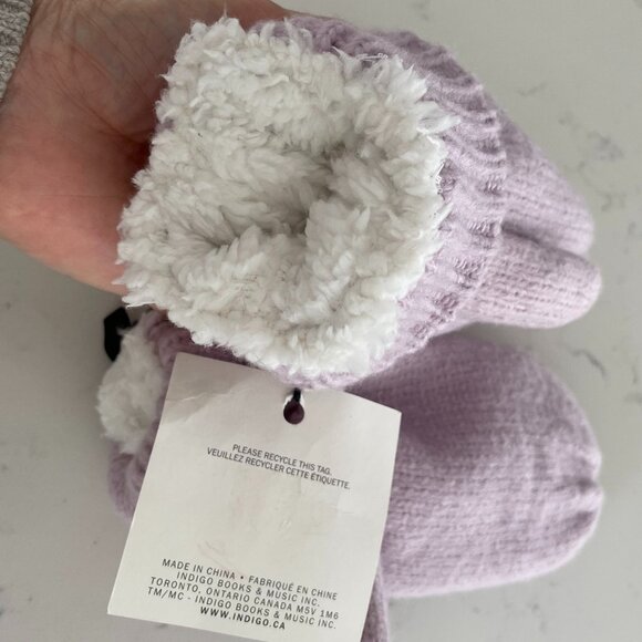 Indigo Love & Lore Outdoor Sherpa Lined Knit Acrylic Nylon Mittens Soft Lilac OS - Picture 8 of 9